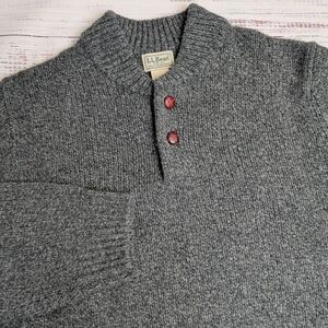 LL Bean 100% Lambswool Size Large Cowl Neck Gray Pullover Grandpa Sweater Men’s